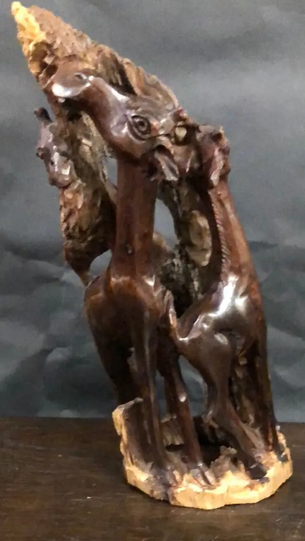 Carved Wood Giraffe Sculpture 1