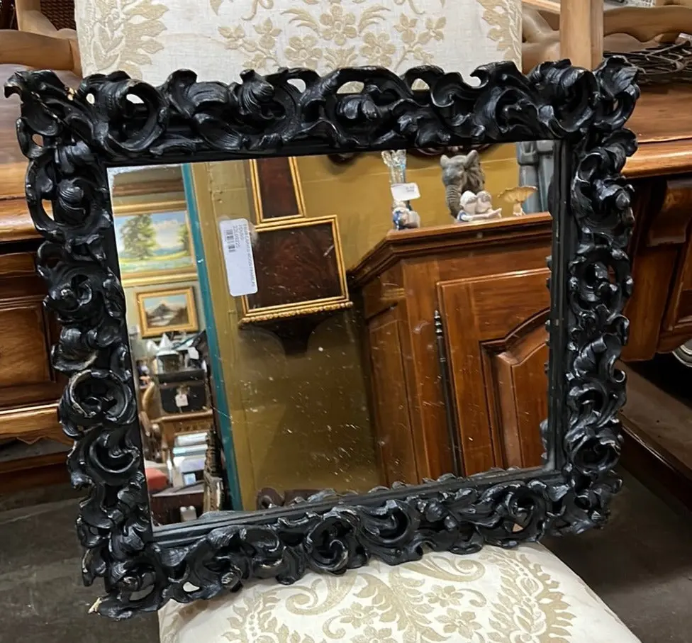 Faux Carved Wood Framed Mirror 1