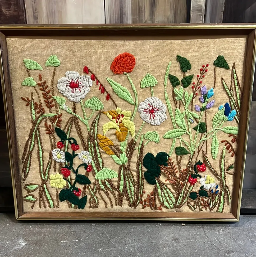 Horizontal Flower Garden Needlepoint Wall Hanging 1
