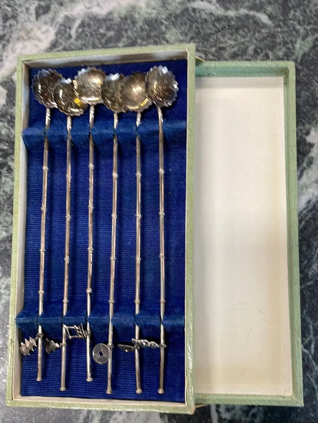 Set Of 940 Sterling 6 Japanese Tea Spoons 1