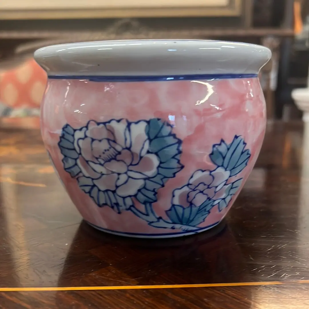 Small Pink And Blue Porcelain Jardiniere 1