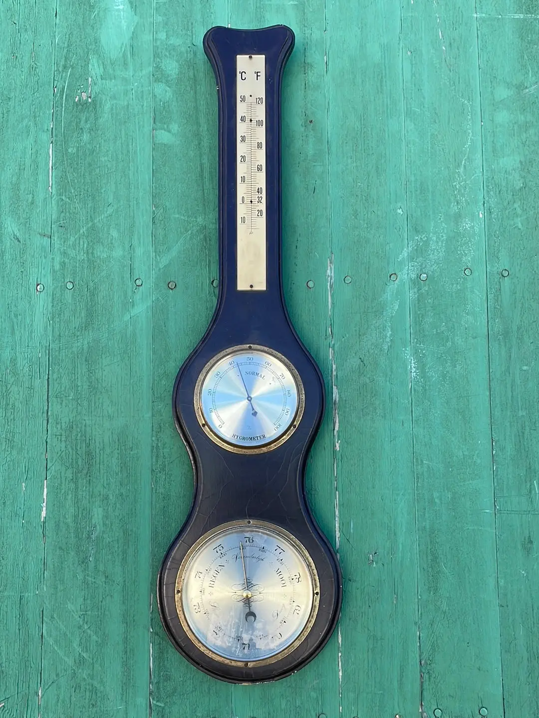Banjo Shaped Barometer, Hygrometer And (Broken) Thermometer 1