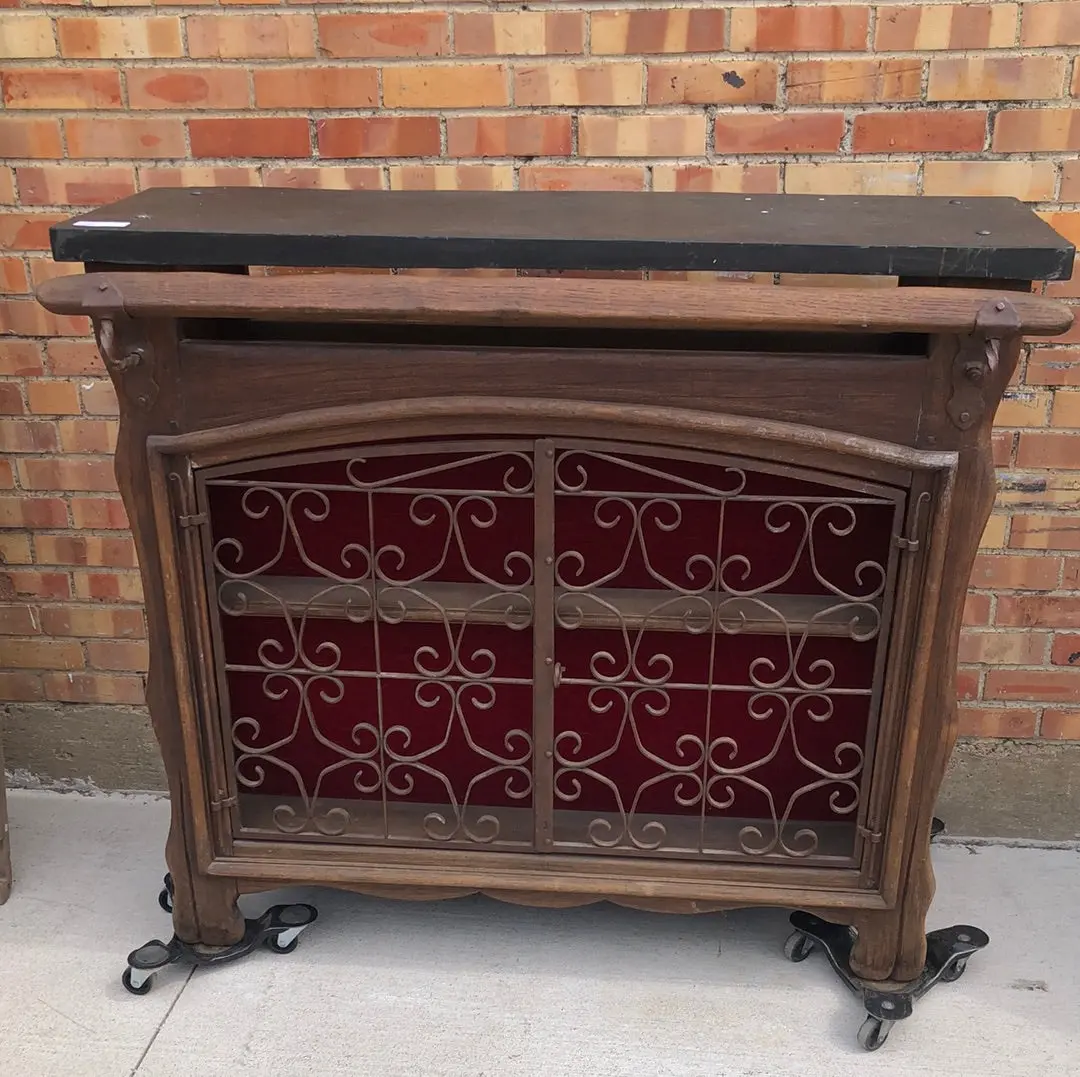 Slate Top Oak And Iron Bar 1