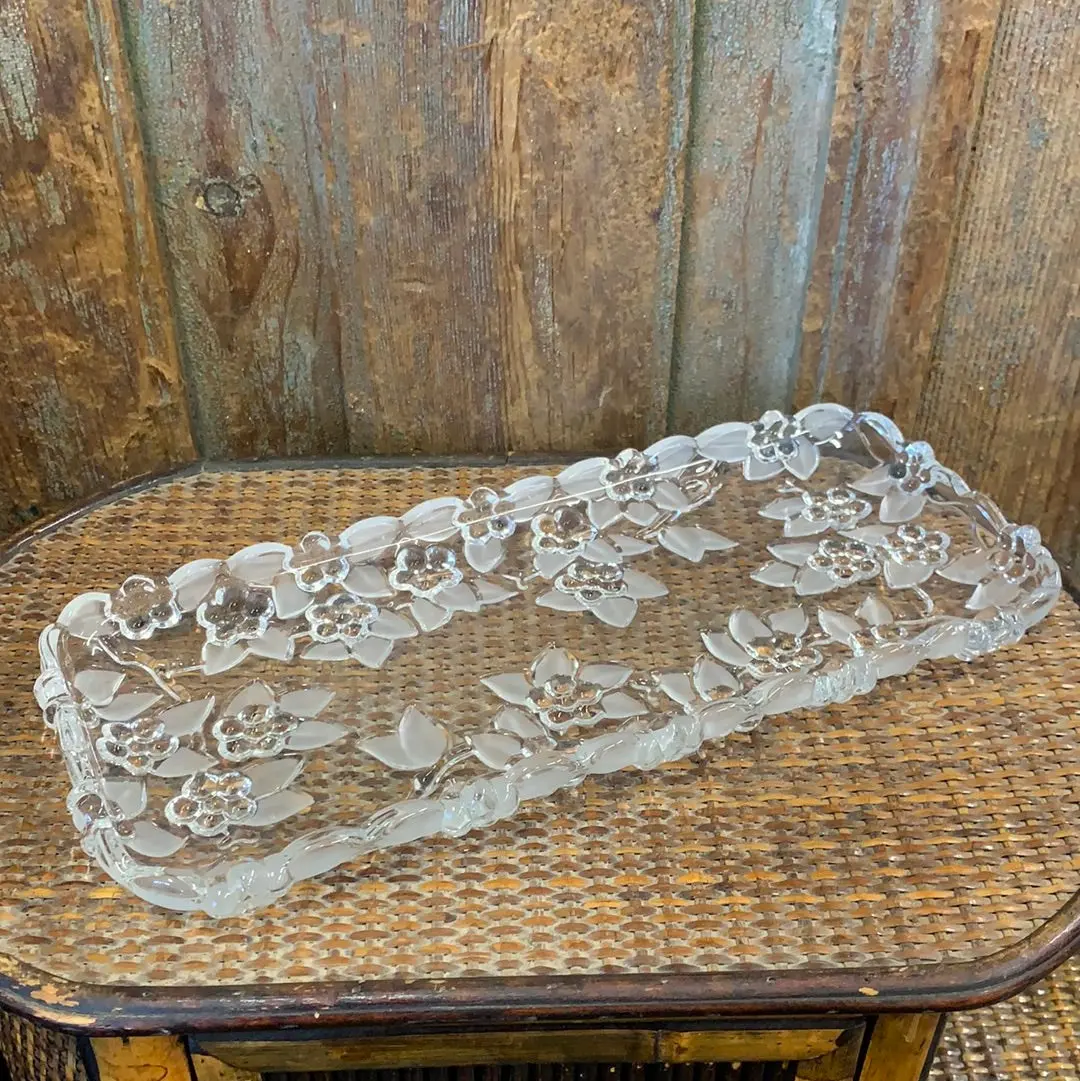 Floral Clear Pressed Glass Tray 1