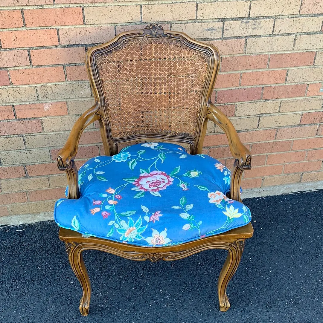 Louis Xv Hand Caned Fruitwood Fauteuil (Chair) 1