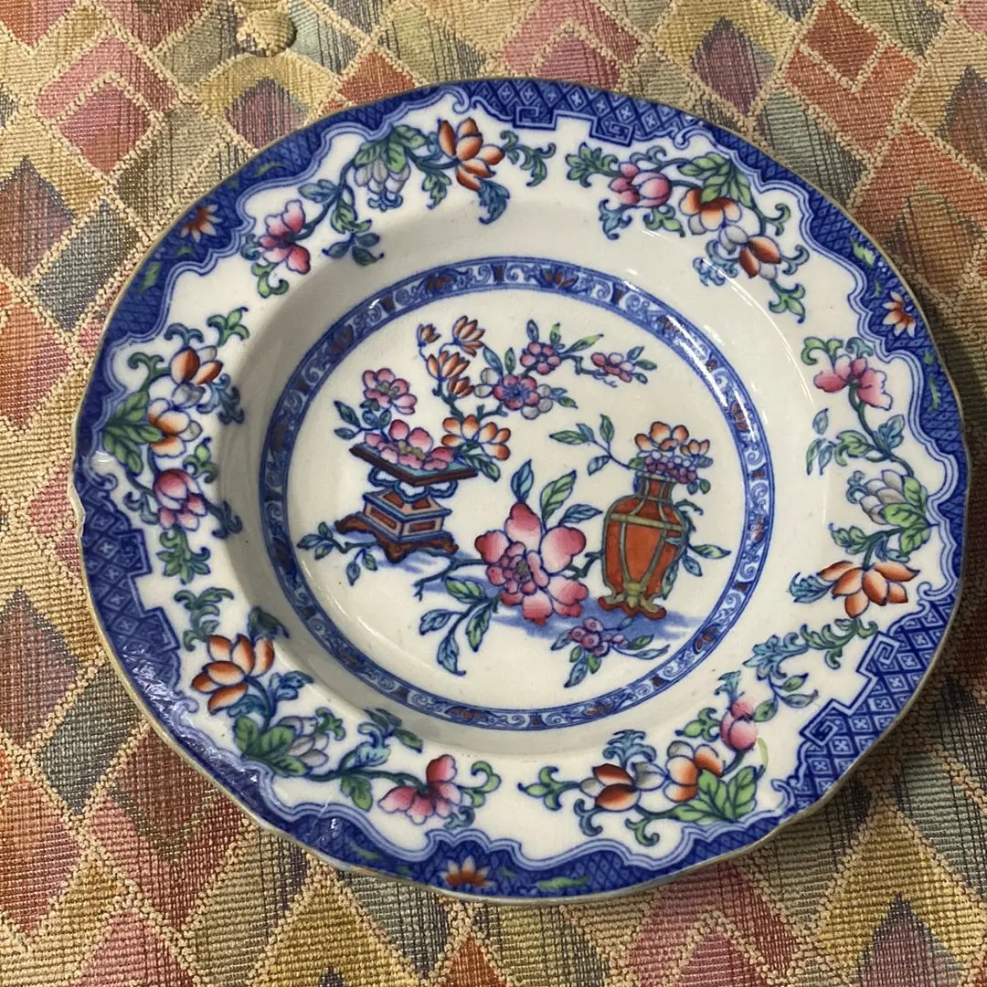 Poona Polychrome Staffordshire Asian Floral Transferware Bowl - As Found 1