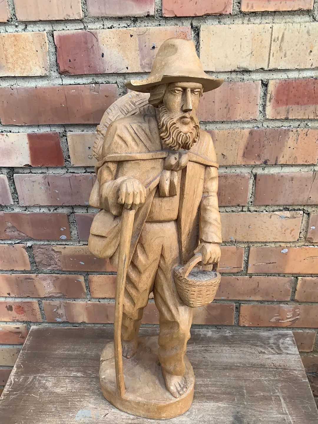 Carved Wood Statue Of Man - As Is 1
