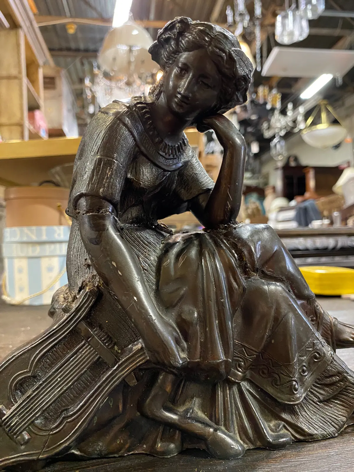 Spelter Woman Figure As Is 1