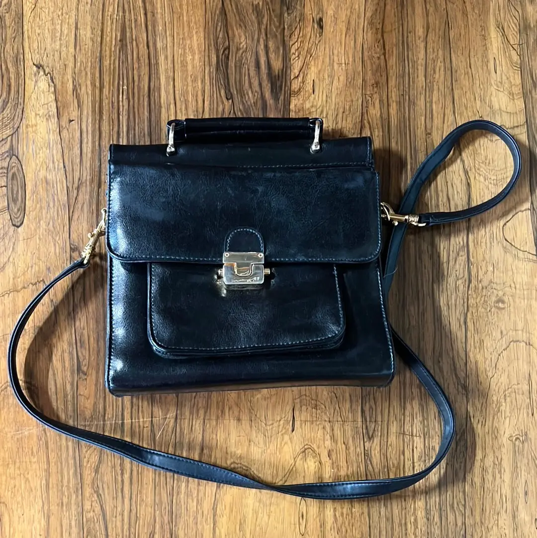 Black Double Sided Purse With Golden Hardware 1