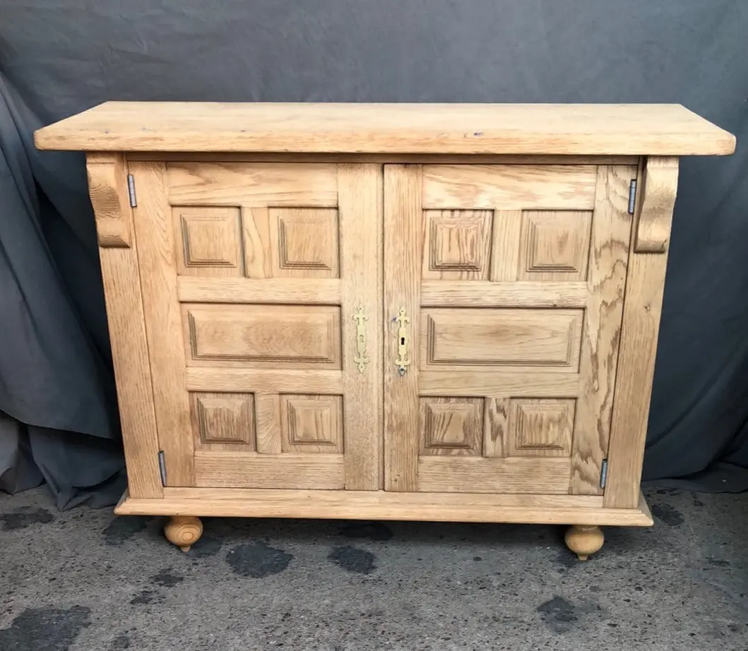 Paneled 2 Door Raw Oak Spanish Server 1