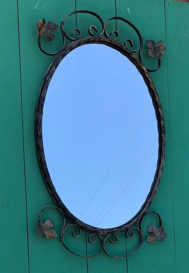 Oval Vintage Iron Mirror 1