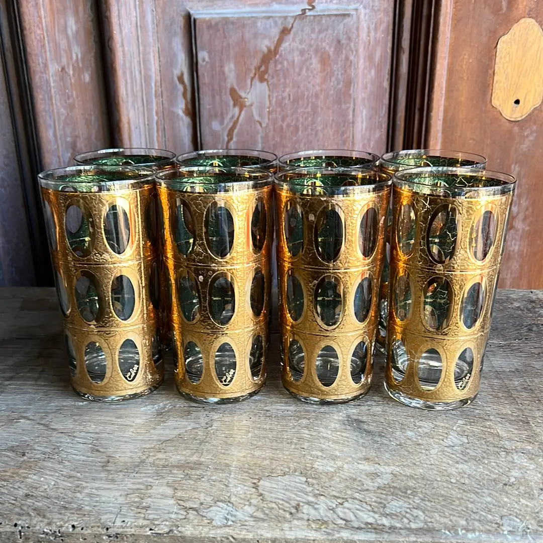 Set Of 8 Gold With Elipses Tumblers 1