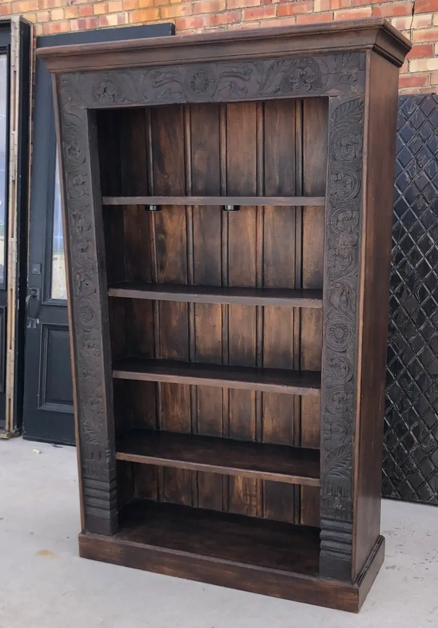 Large Carved Bookcase Repurposed From Antique Doorway 1