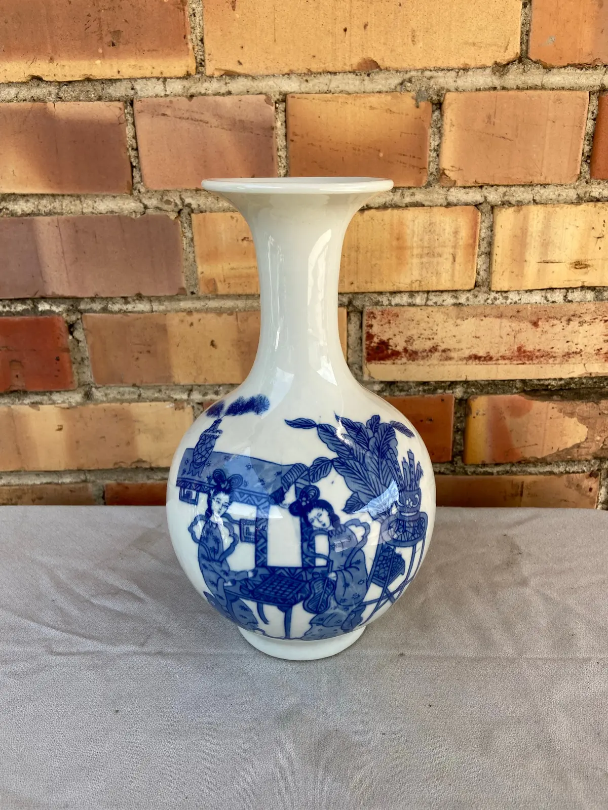 Pair Of Chinese Blue And White Vases With Figures 1