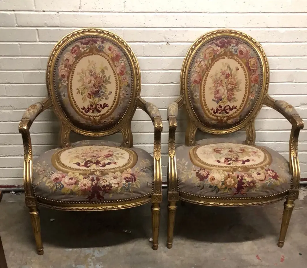 Pair Of Louis Xvi Gilt Fauteuils (Open Arm Chair) 1