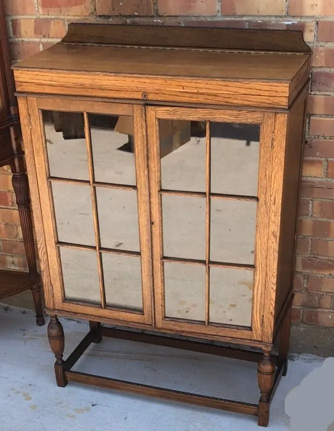 English Oak 2 Door Bookcase With Secret 1