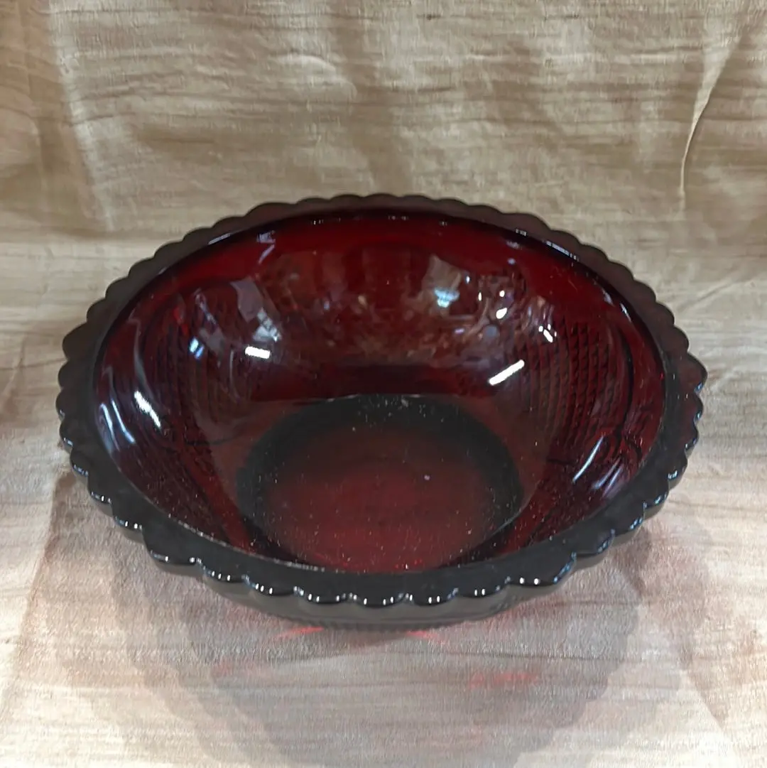 Ruby Glass Avon Cape Cod Serving Bowl 1