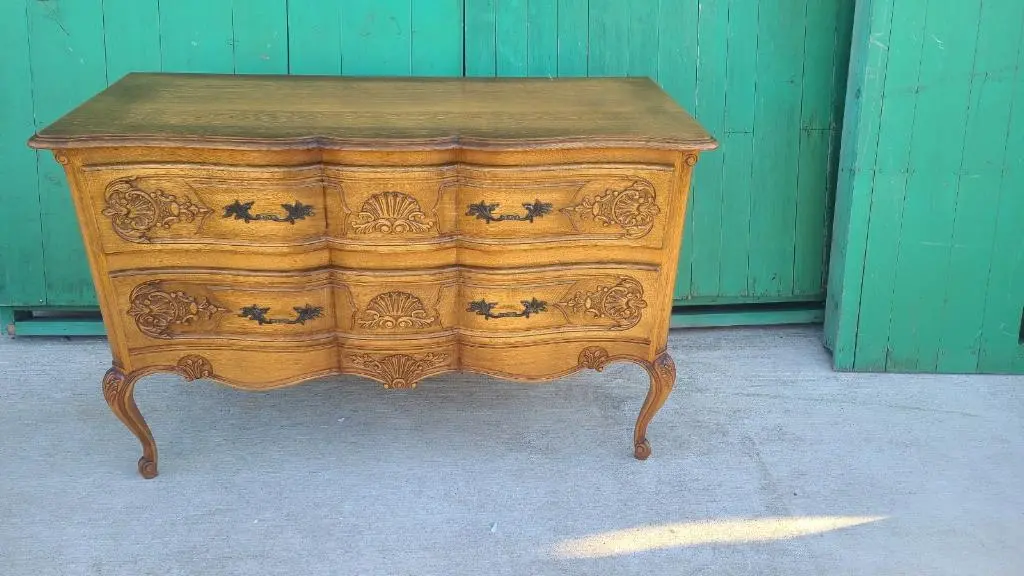Large Oak Country French 2 Drawer Carved Chest 1