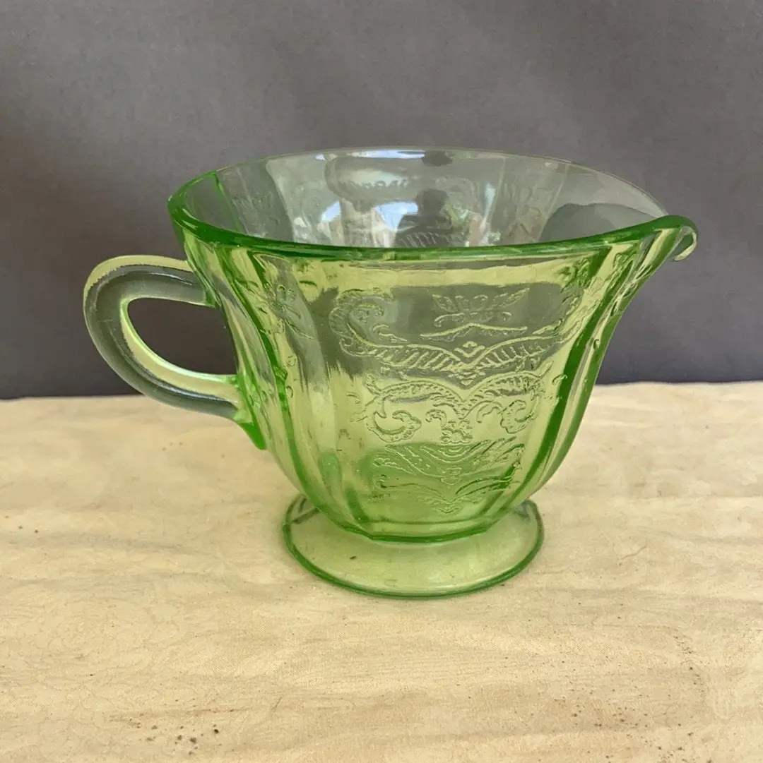 Green Depression Glass Creamer 1