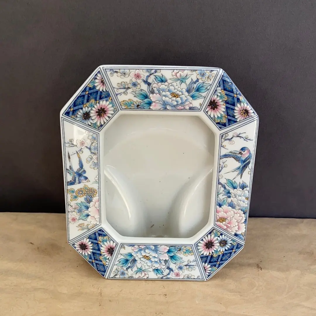 Japanese Blue And Pink Floral Porcelain Frame 1