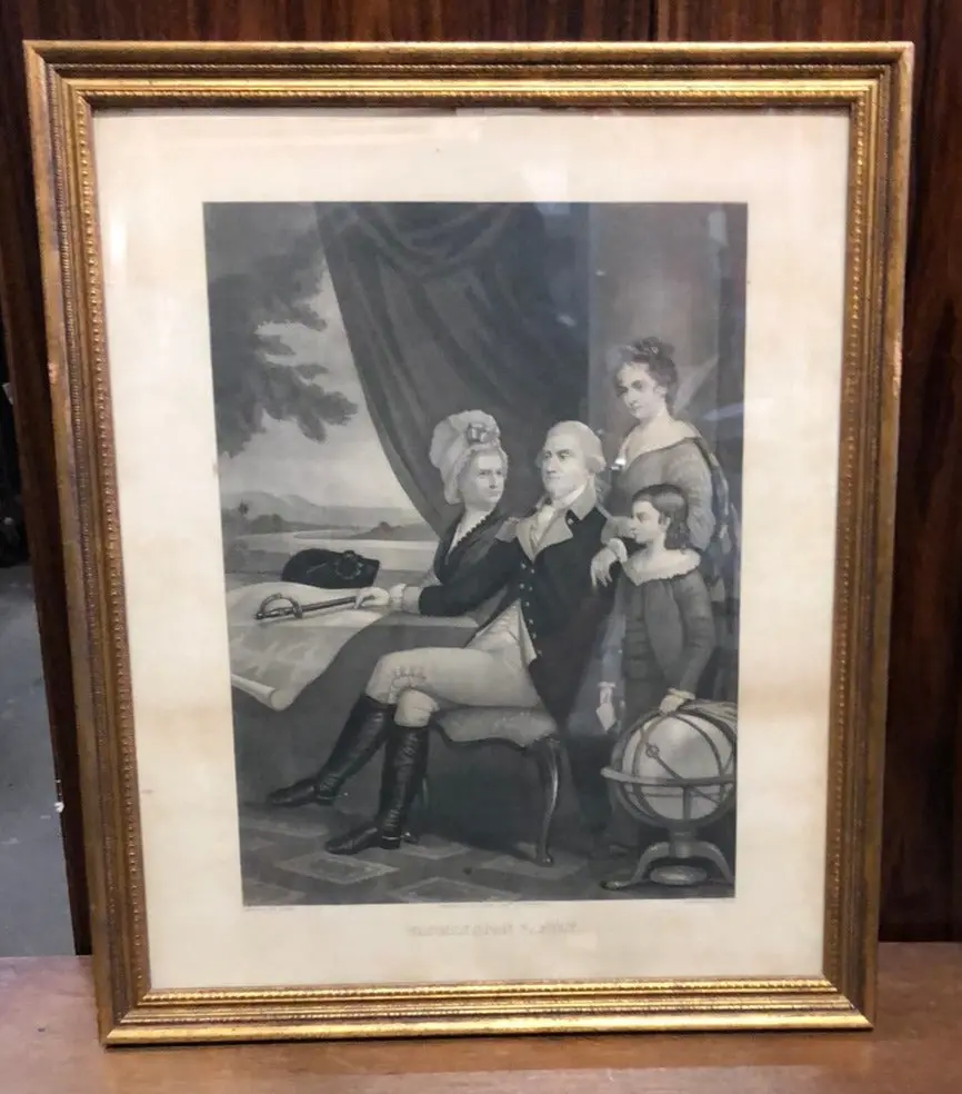 Framed Engraving Of President Washingtons Family 1