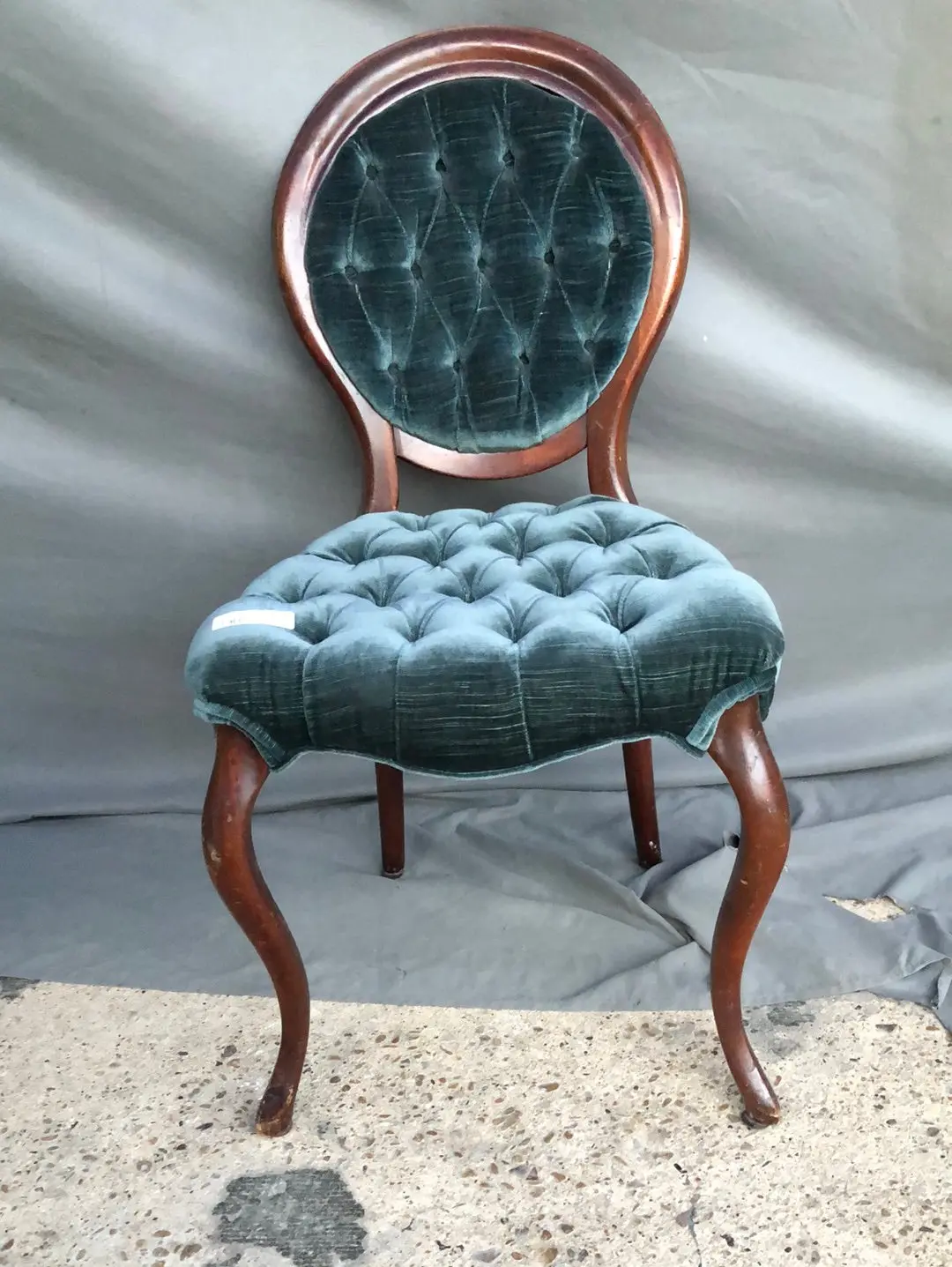 Mahogany Tufted Balloon  Back Chair 1