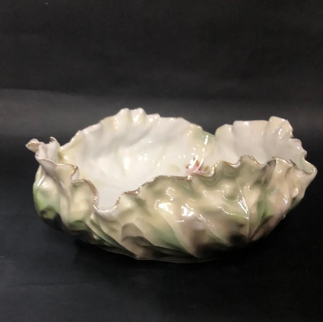 R.S. German Green Floral Bowl 1