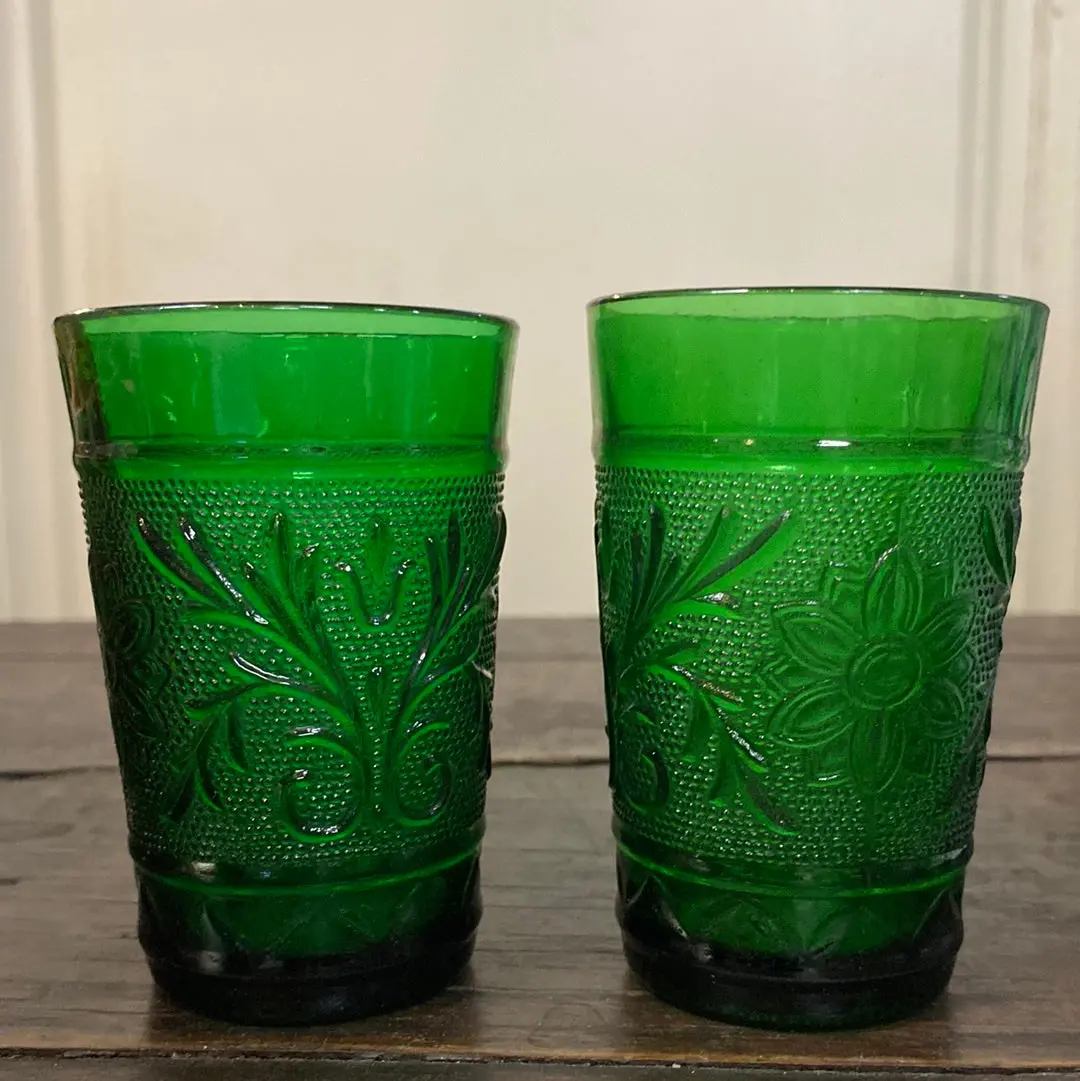 Pair Of Emerald Juice Glasses 1
