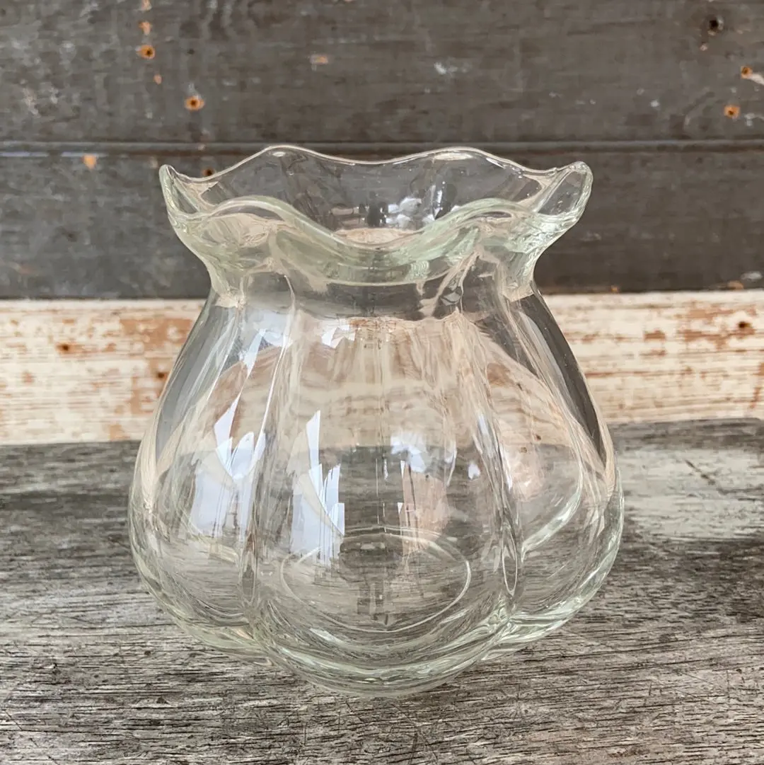 Small Clear Glass Squat Vase 1