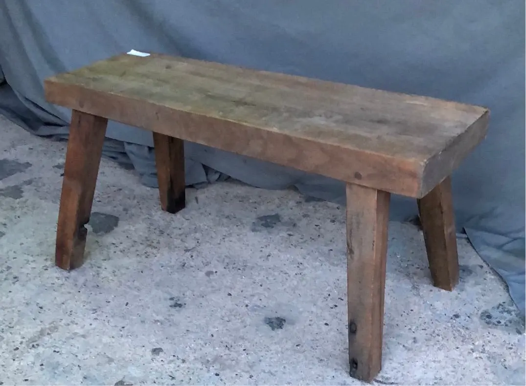 Thick Plank Raw Oak Bench 1
