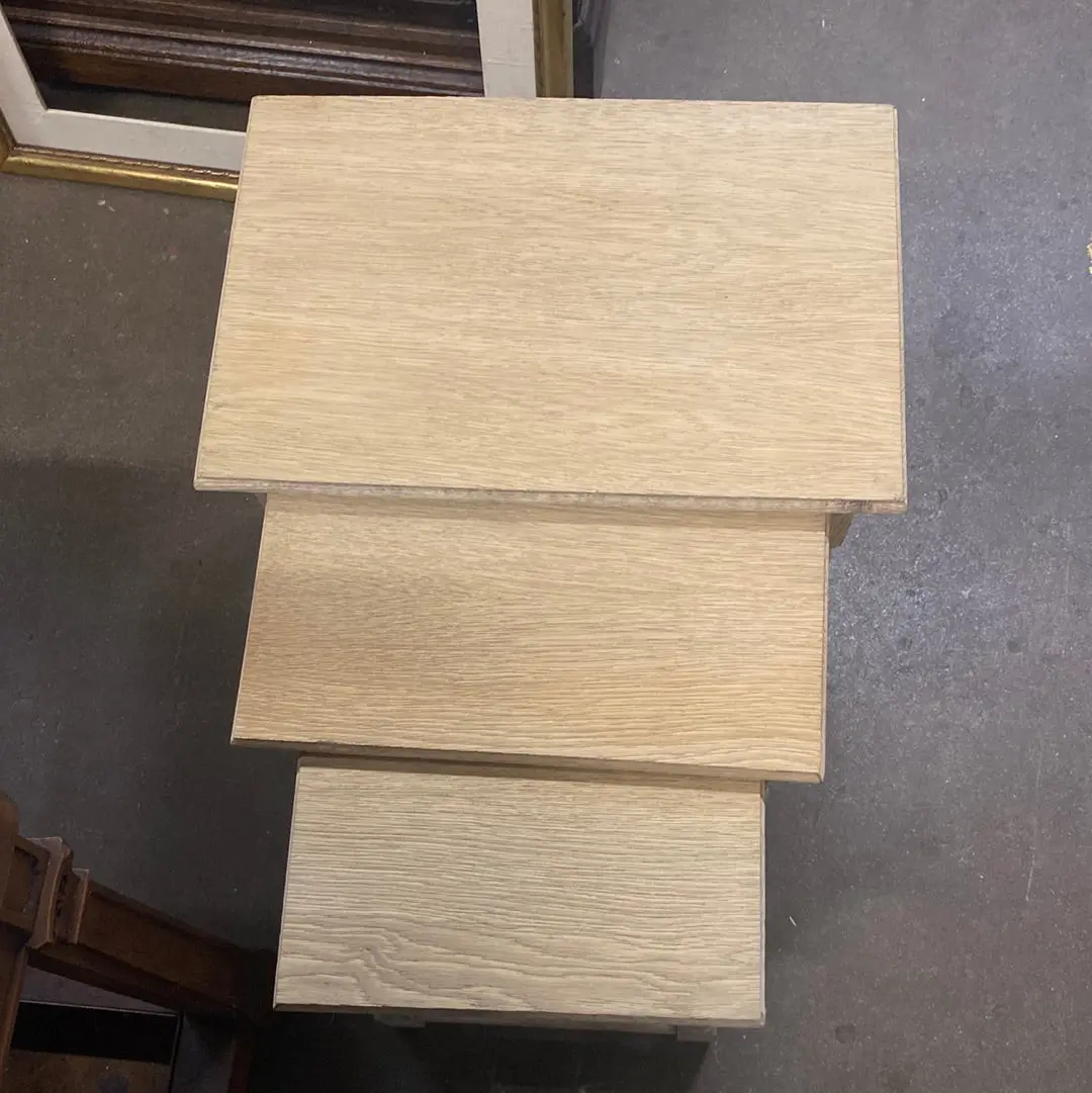 Set Of 3 Stacking Oak Tables 1