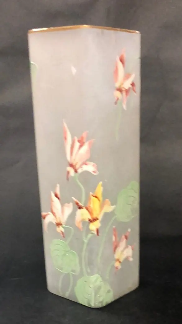 Tall Square Vase With Painted Irises 1