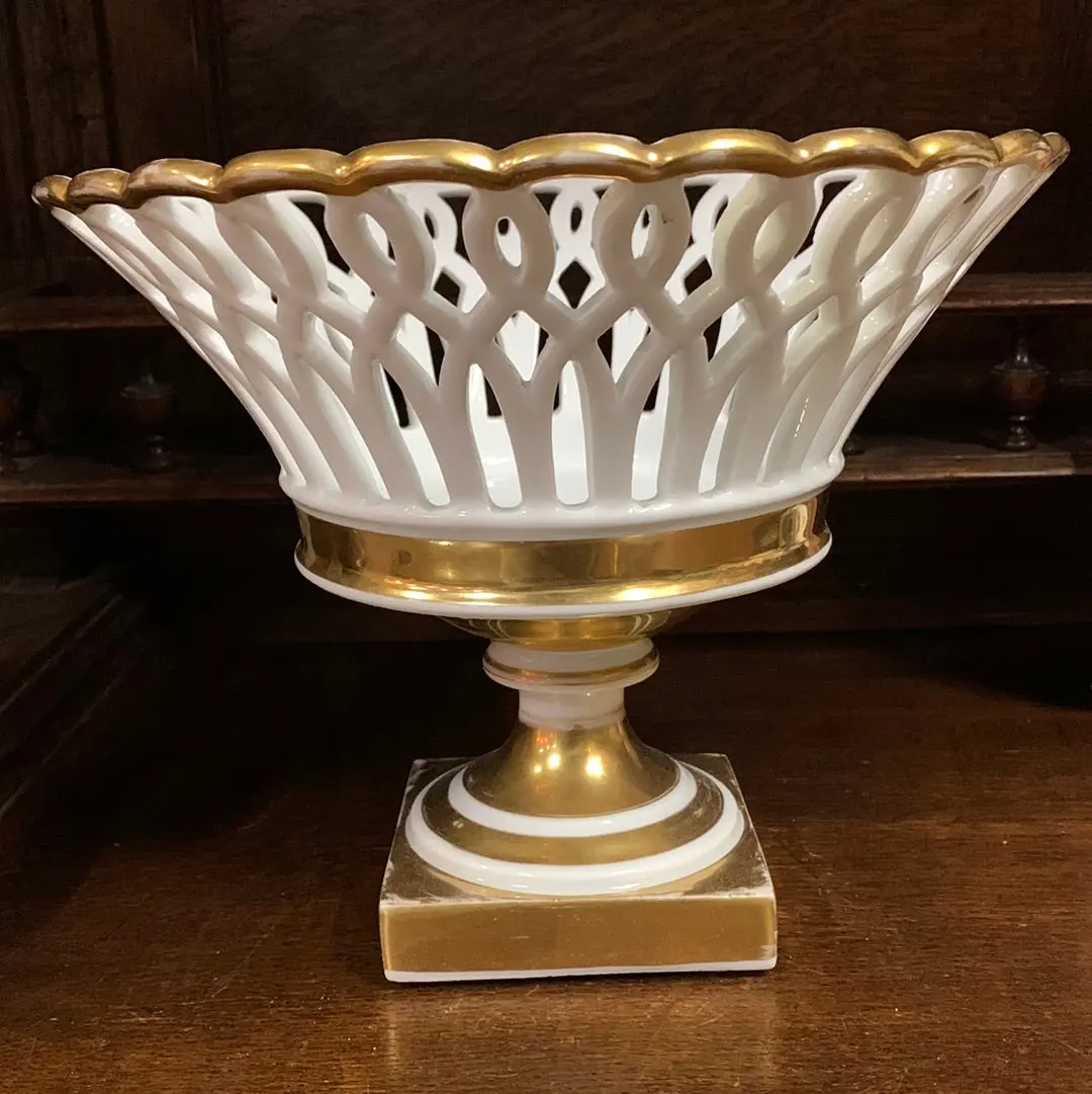 Old Paris White And Gold Compote 1