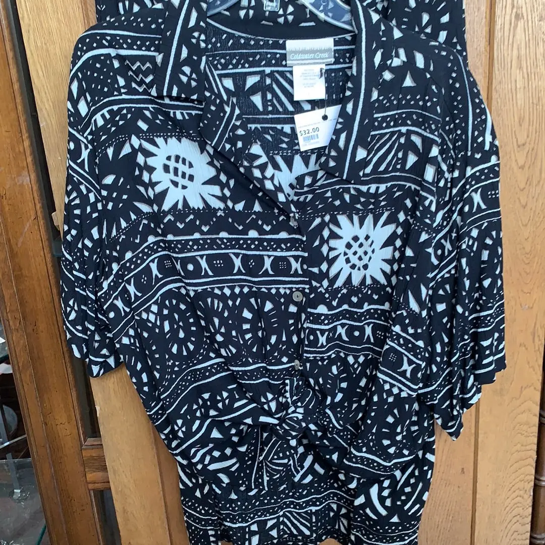 Black And Beige Abstract Print Shirt And Shorts Set 1