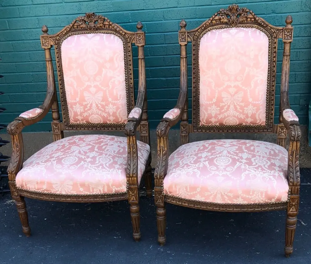 Pair Of Louis Xvi Carved Armchairs 1