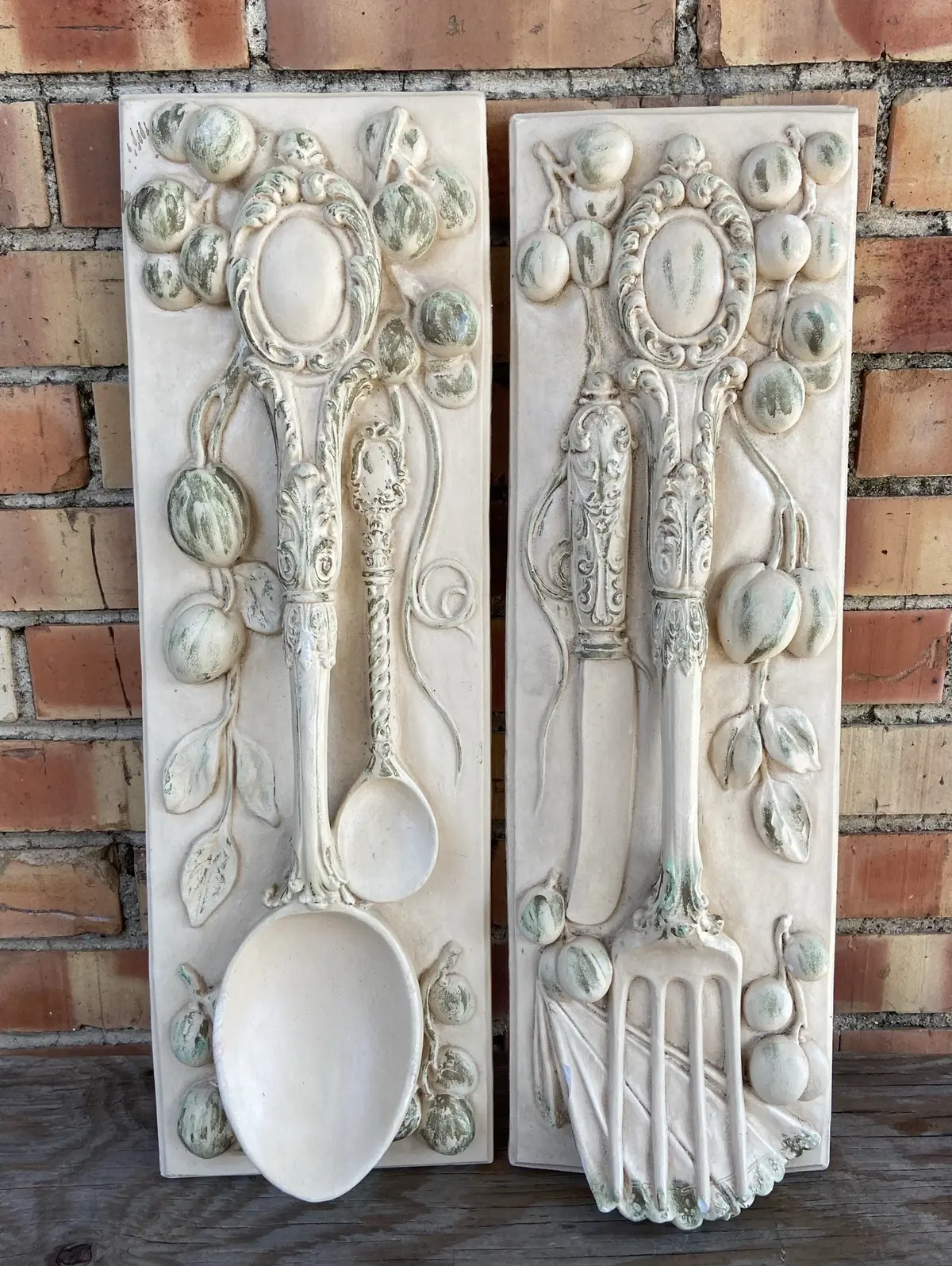 Large As Is 1970'S Plaster Spoon And Fork 1