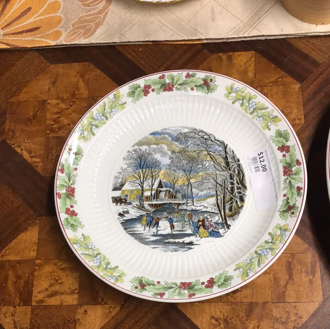 Adams Green Christmas Ironestone Plate 1