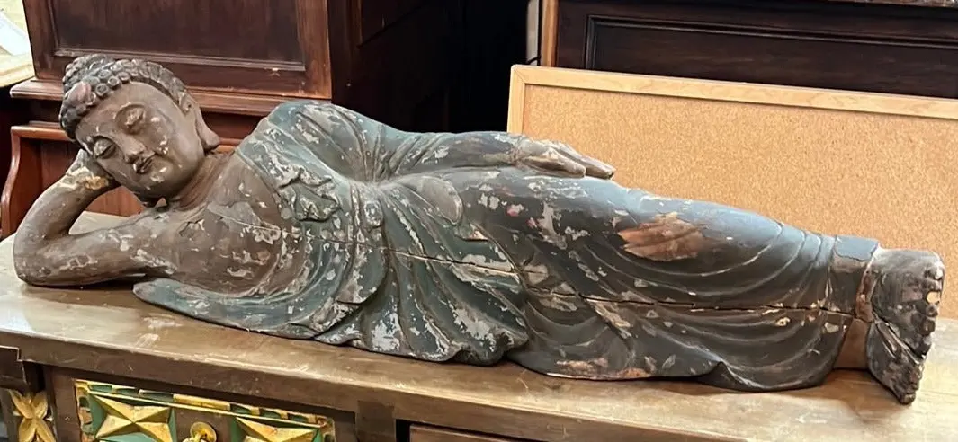 Large Wooden Reclining Buddha 1