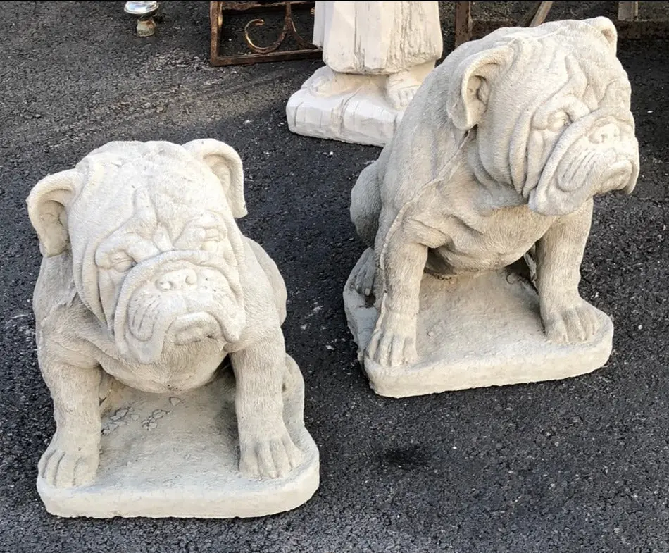 Pair Of Concrete Bulldog Statues 1