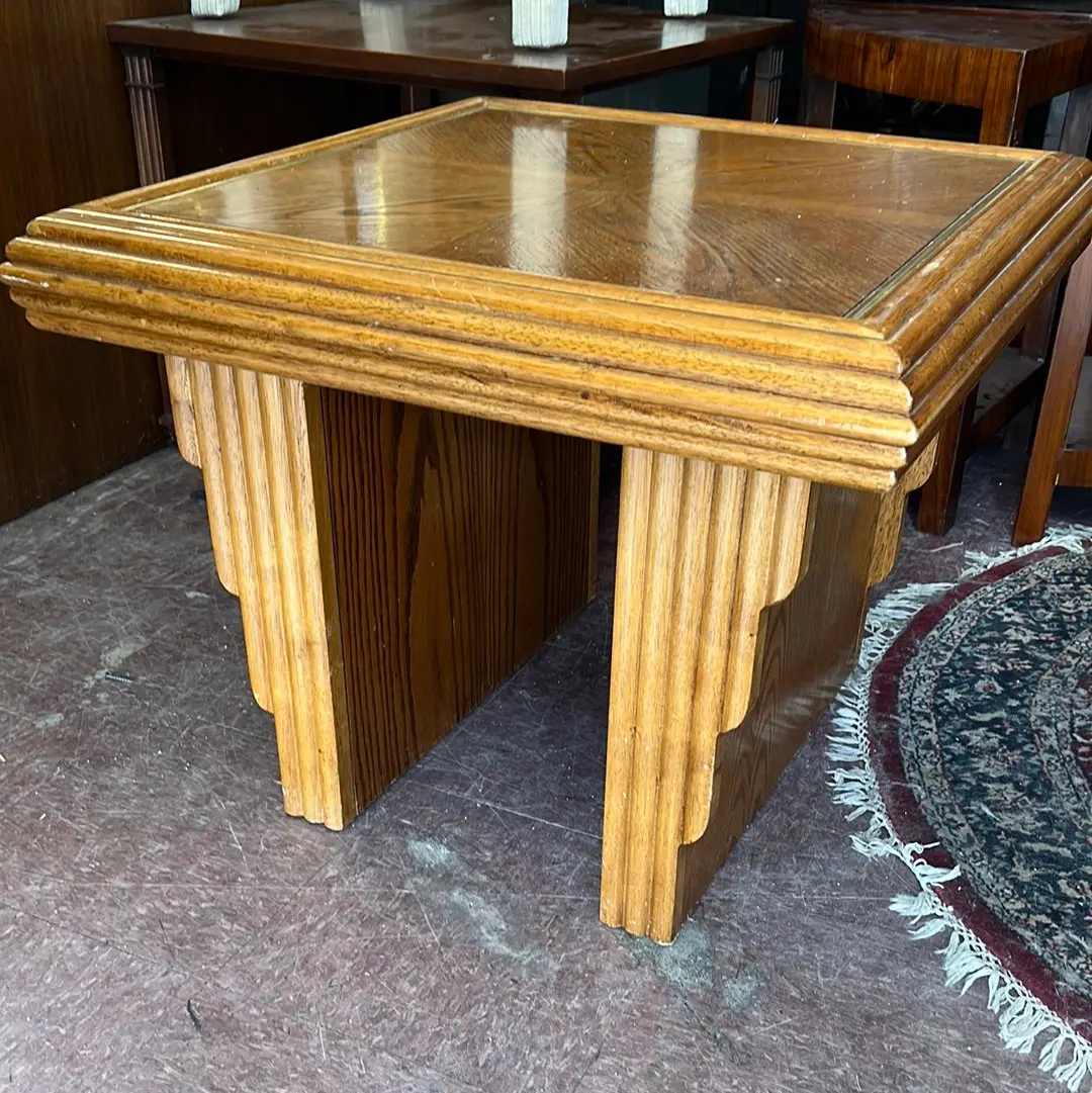 Vintage Square Waterfall Design Coffee Or End Table - As Found 1