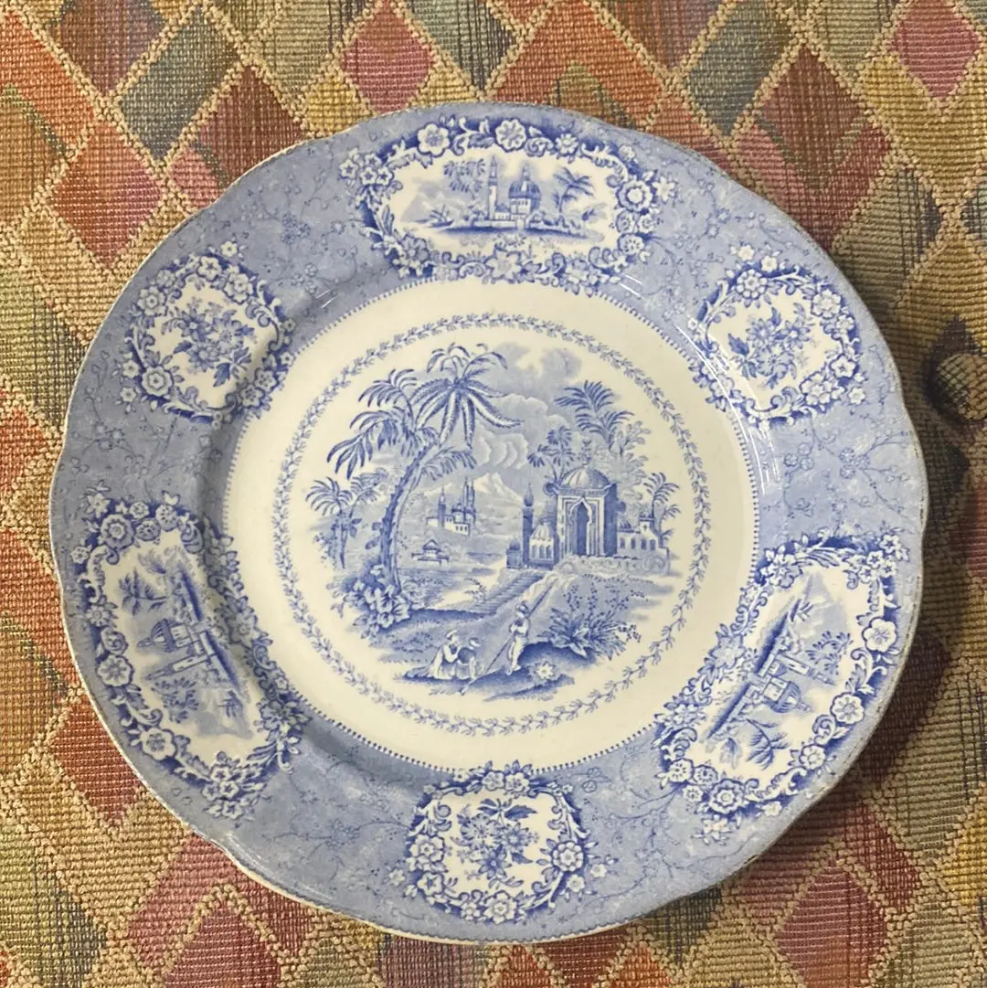 Ridgeway's Oriental Motif Light Blue Transferware Plate 1