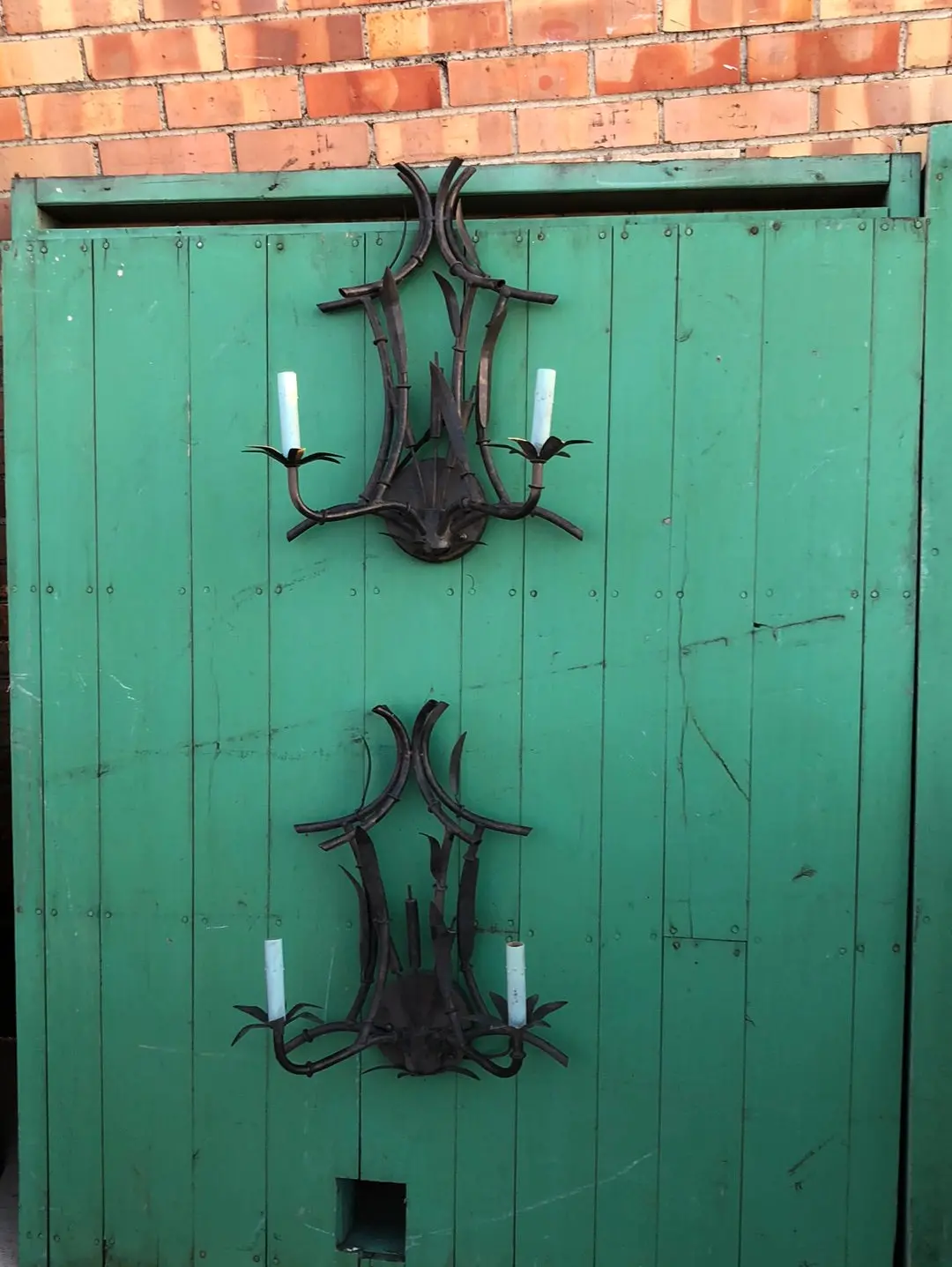 Pair Of Faux Bamboo Metal Sconces 1