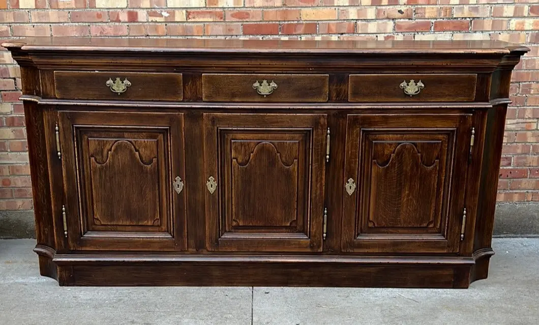 Concave Ends Country French Oak Heavy Sideboard 1