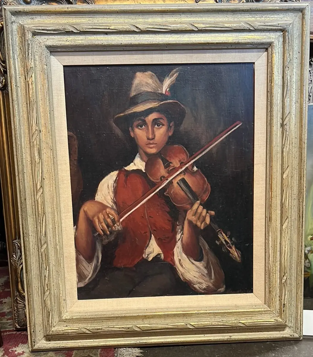 Violinist Boy European Oil Painting On Canvas 1