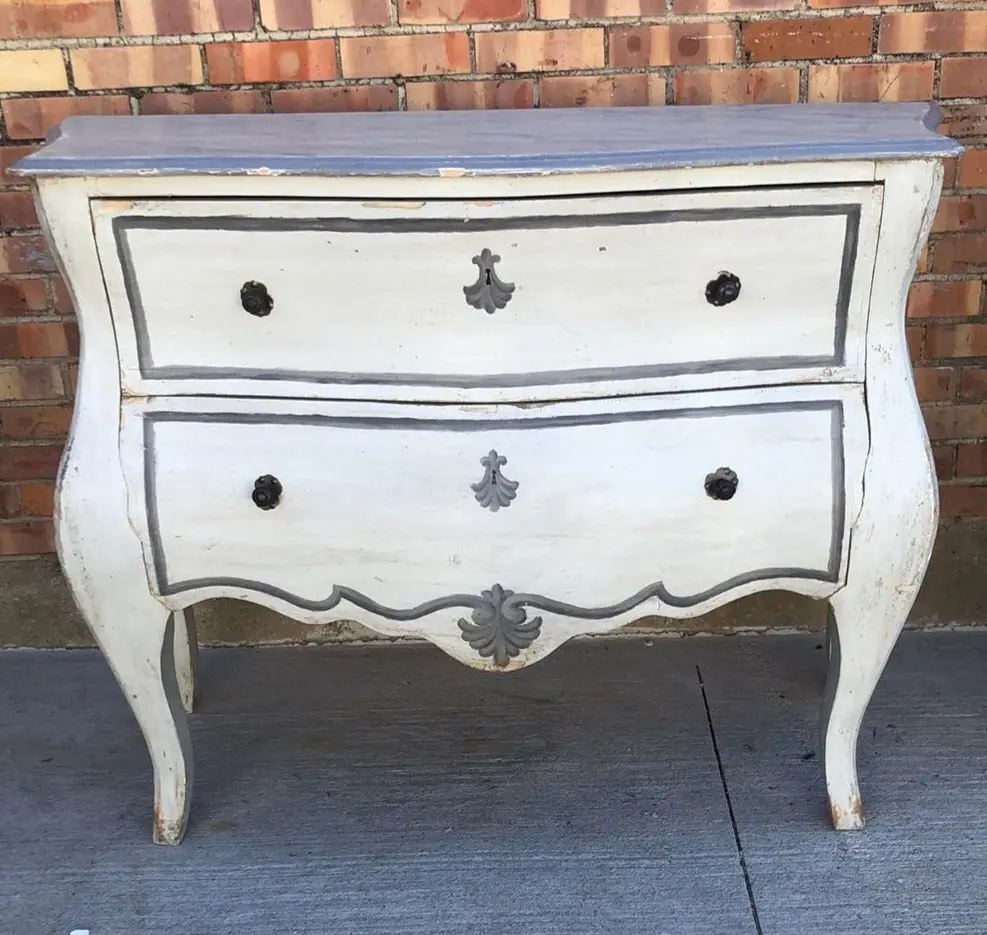 Louis Xv Gray Painted 2 Drawer Bombay Chest 1
