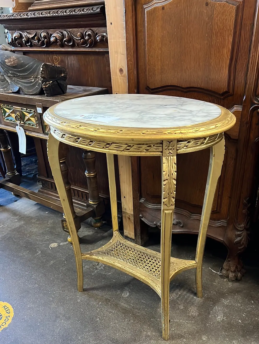 Large Gold Oval Louis Xvi Marble Top Table 1