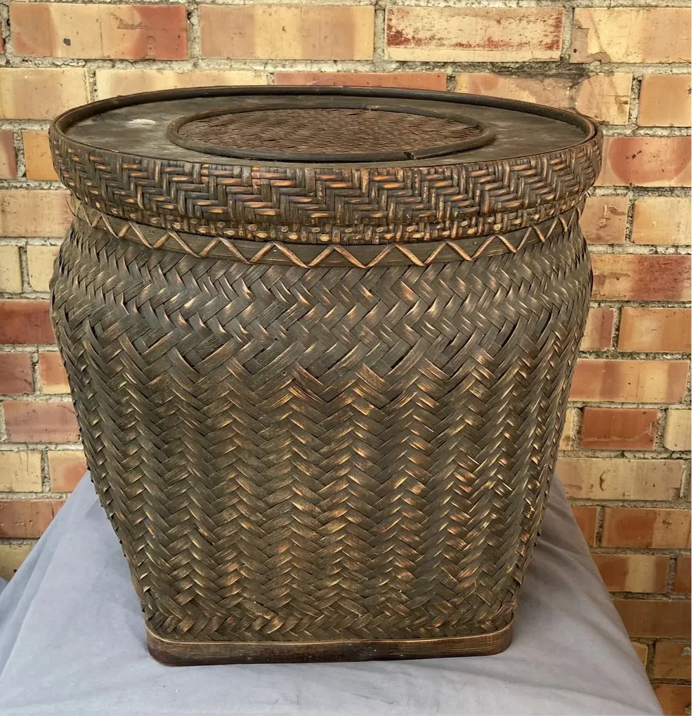 Large Woven Lidded Basket 1
