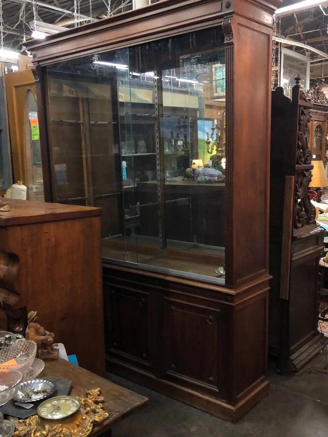 Apothecary Showcase With Glass Shelves And Sliding Doors And Lock 1