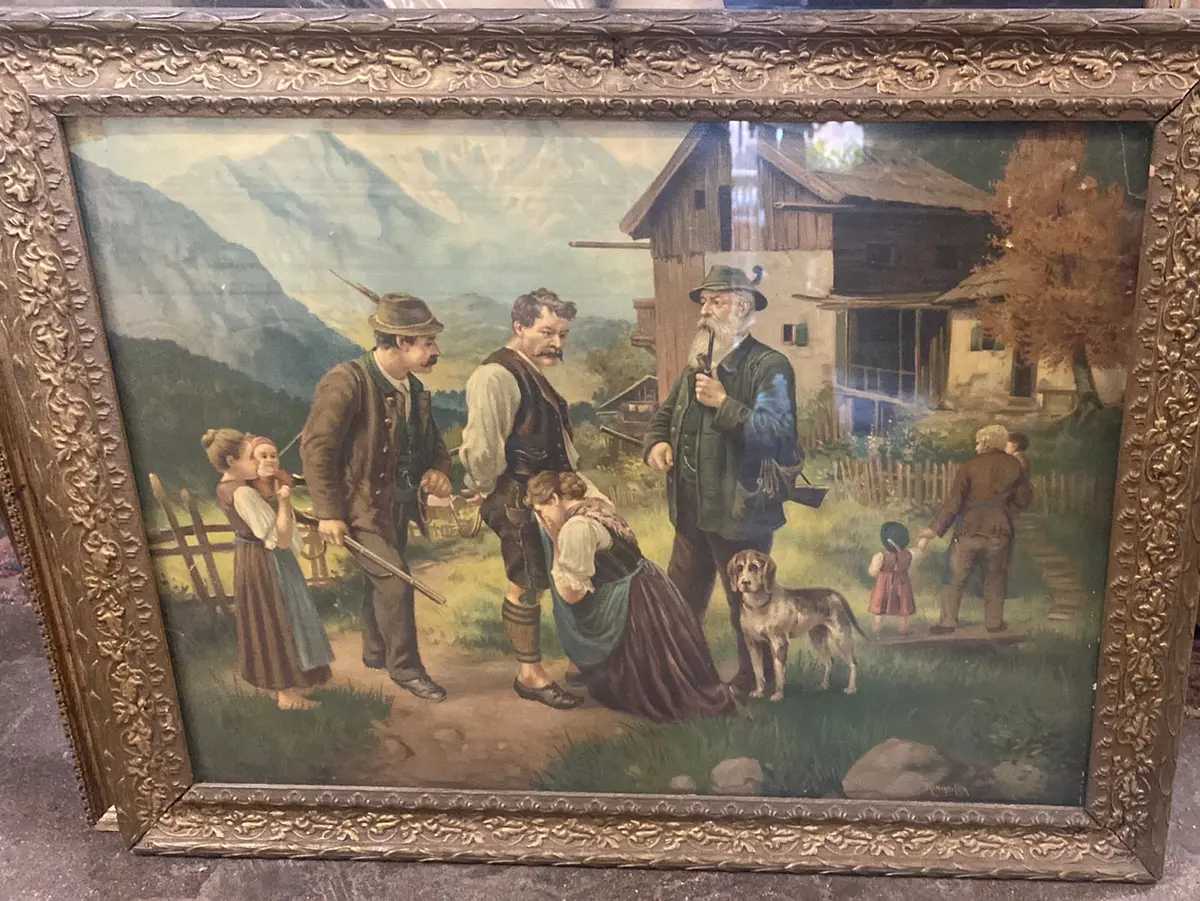Bavarian Horizontal Print With Ornate Gold Gesso Frame 1