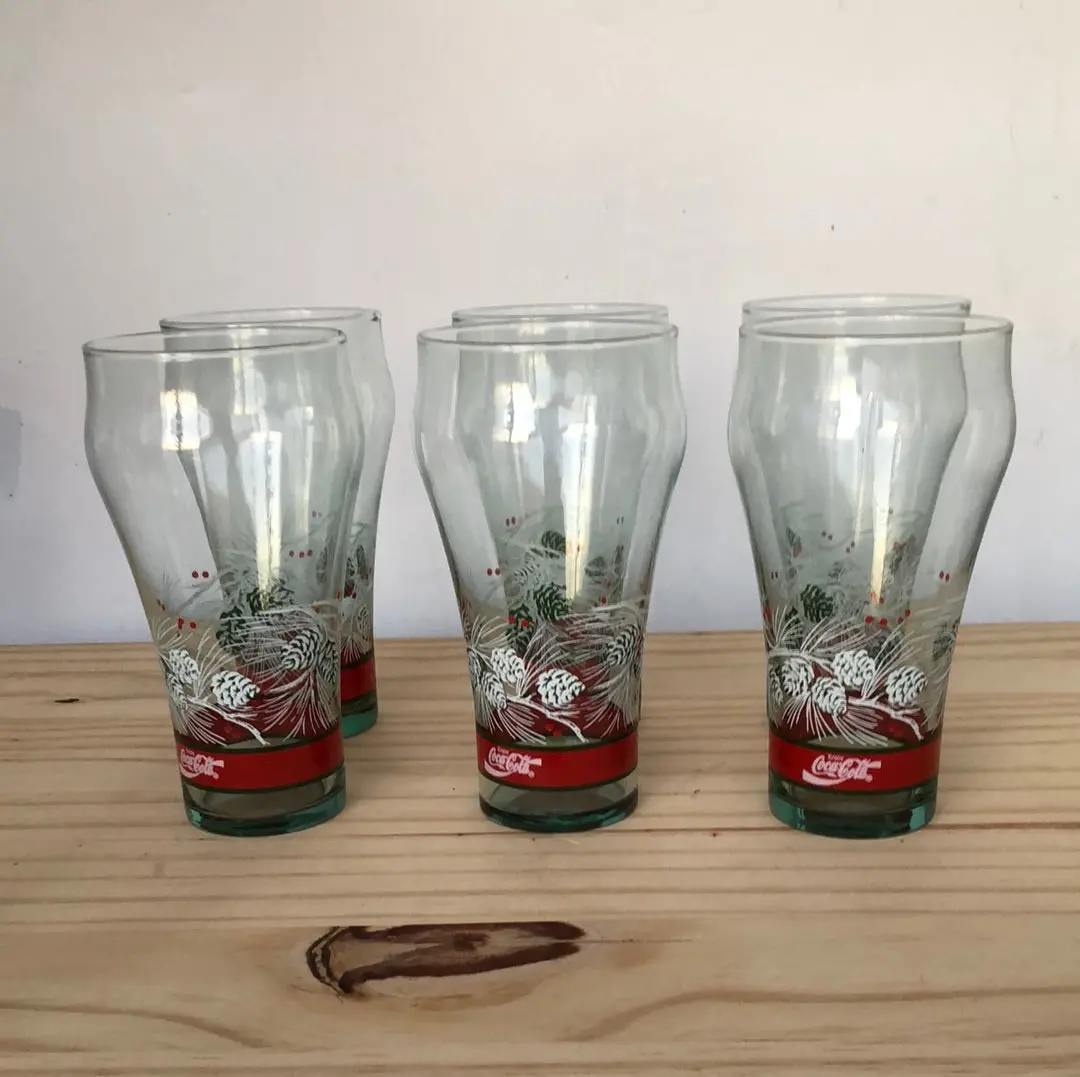 Set  6–16 Ounce Pine Cone Coca-Cola Glasses 1
